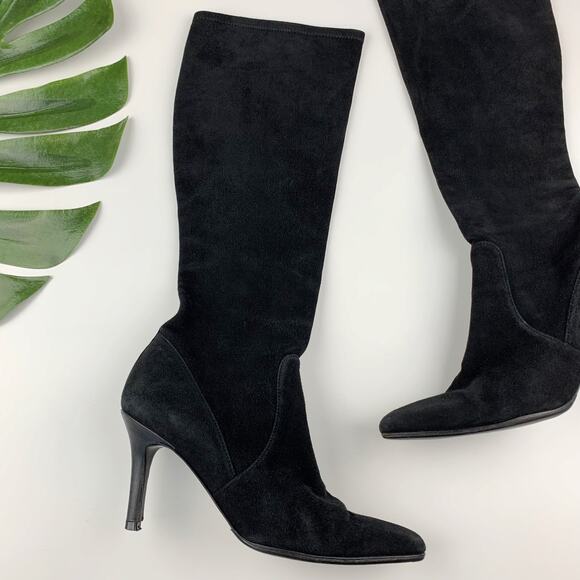Stuart Weitzman Shoes - Stuart Weitzman Boots Black Suede Tall Knee High Heeled Women's 7.5